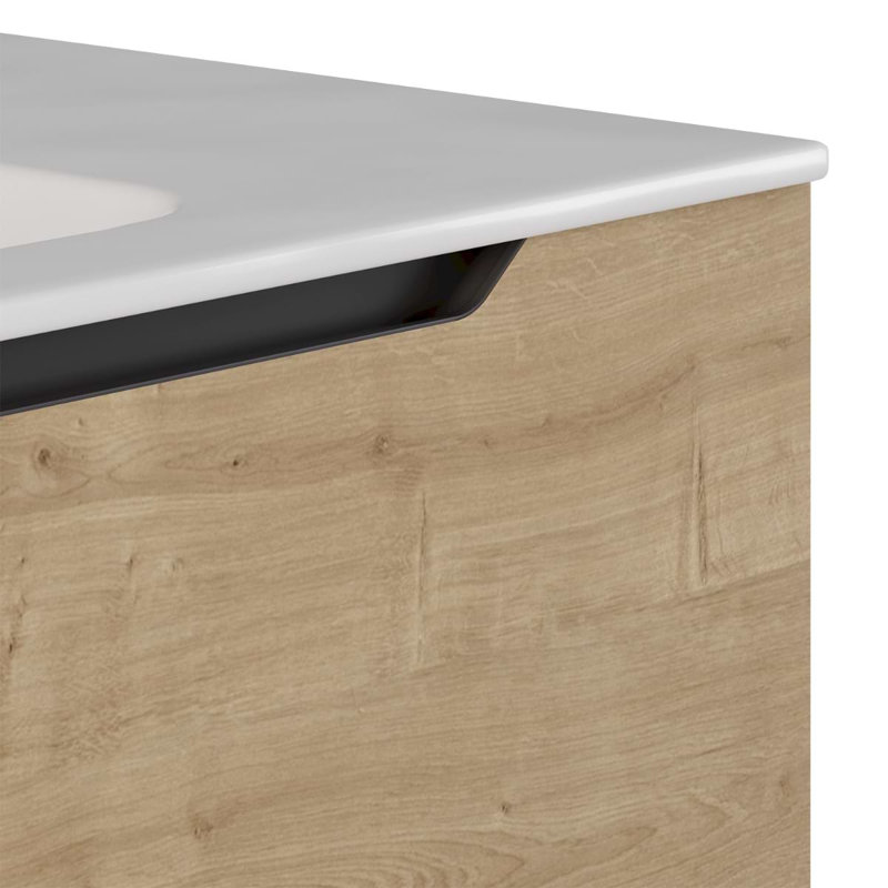 Duo 24" Single Vanity With Integrated Ceramic Top, White, 24", Blonde Wood
