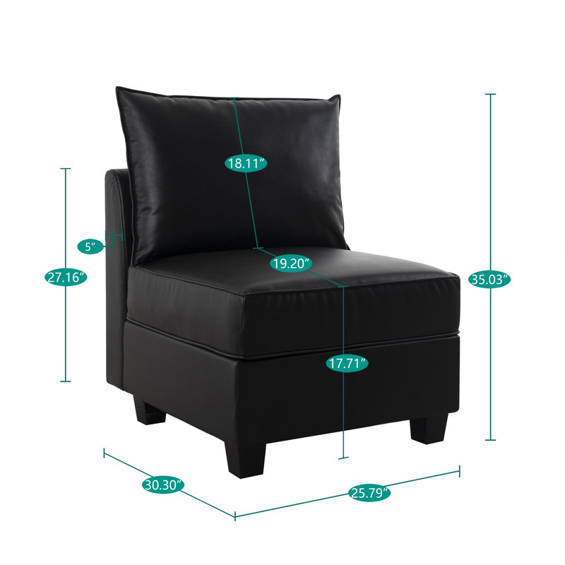 Canapé modulaire personnalisable Ruebin, Similicuir noir