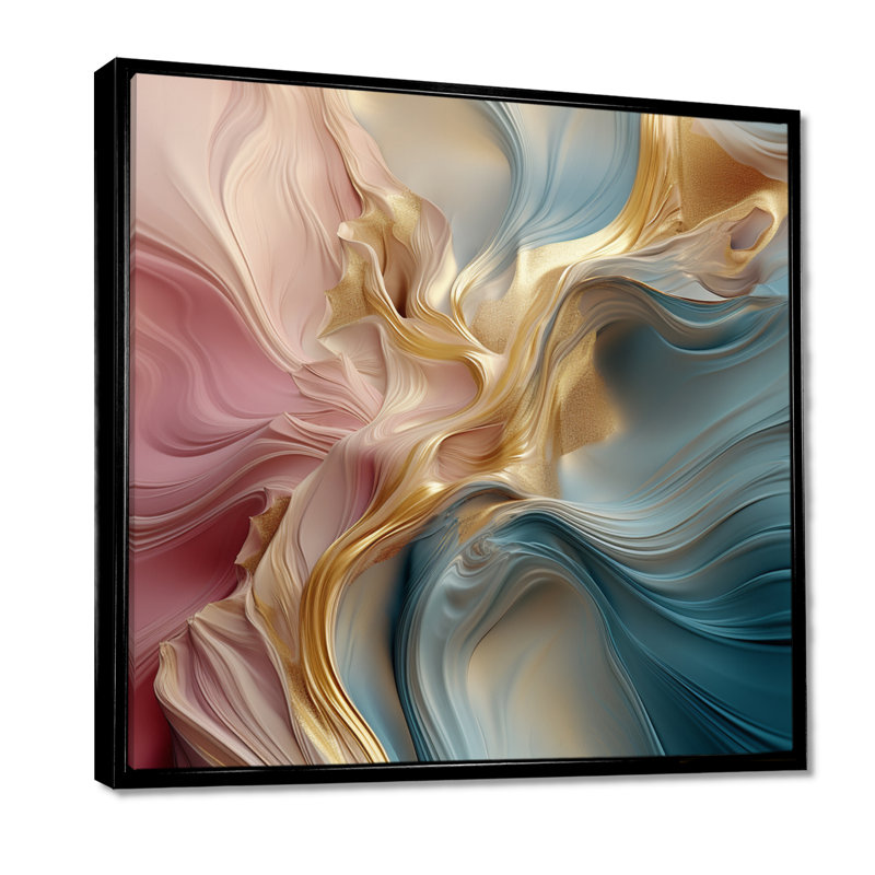 «Streams», art mural abstrait, Toile avec cadre flottant noir, H 36 po x l 36 po x P 1,5 po