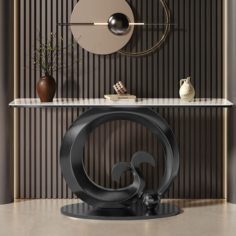 Console de style italien simple et luxueuse, 33.5" H x 55.1" W x 13.8" D, Noir