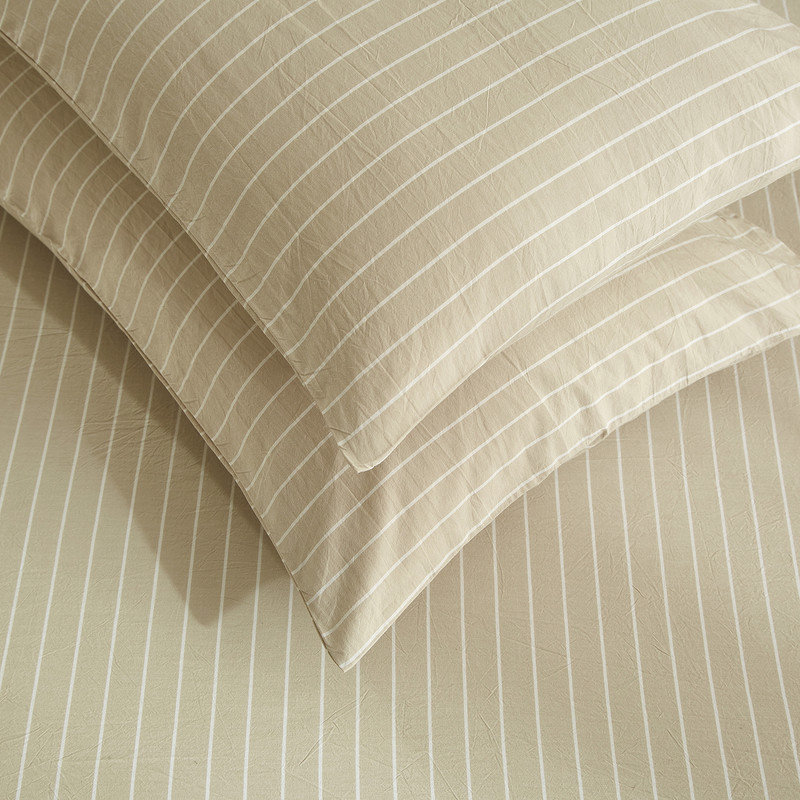 Ensemble de housse de couette rayé 100% coton lavé DONEUS