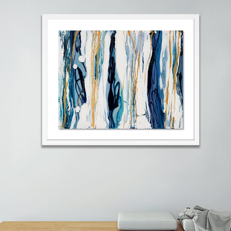 Vertical Stripes Print by Kim Whiteside, White, 47" H x 60" W x 2.5" D
