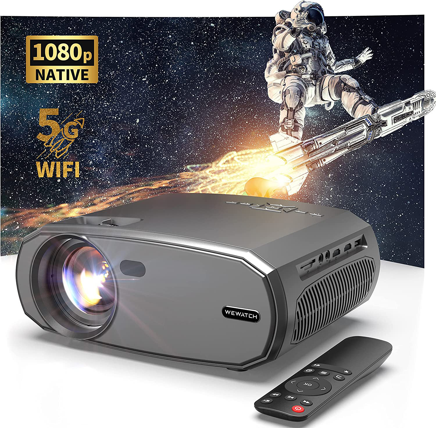 WEWATCH Home Theatre 15000 Lumens Portable Projector with Remote