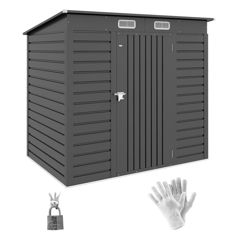 6 ft. 3 in. W x 4 ft. 3 in. D Galvanised Steel Pent Storage Shed
