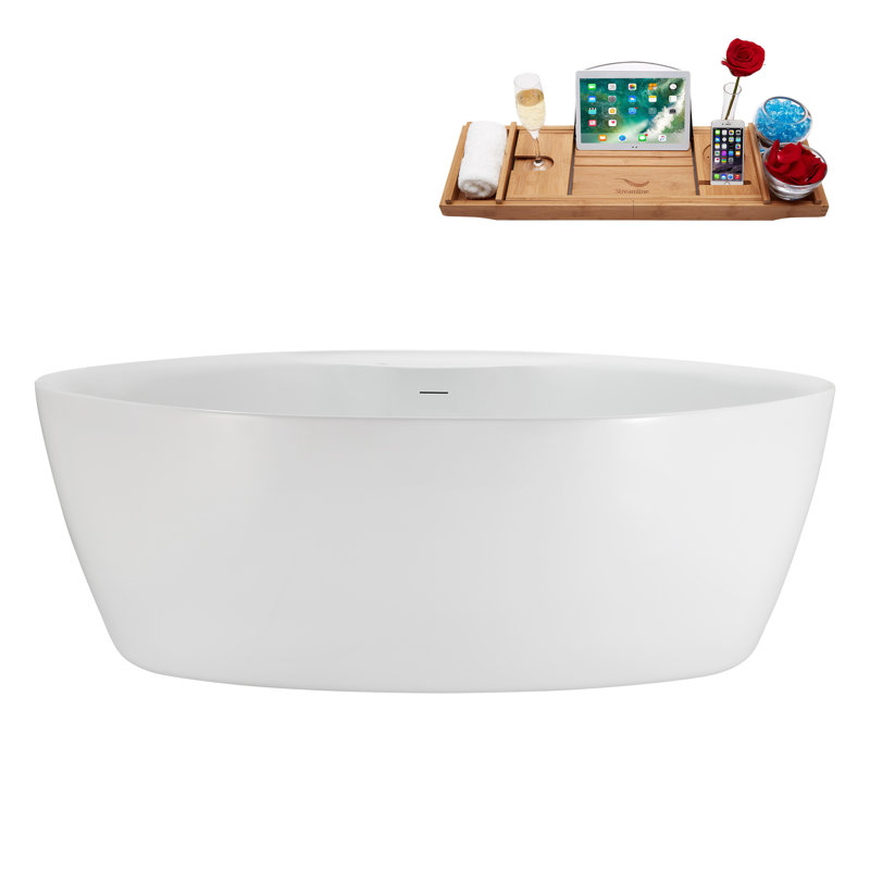 Baignoire autoportante 67 "avec drain interne Streamline, Bronze brossé