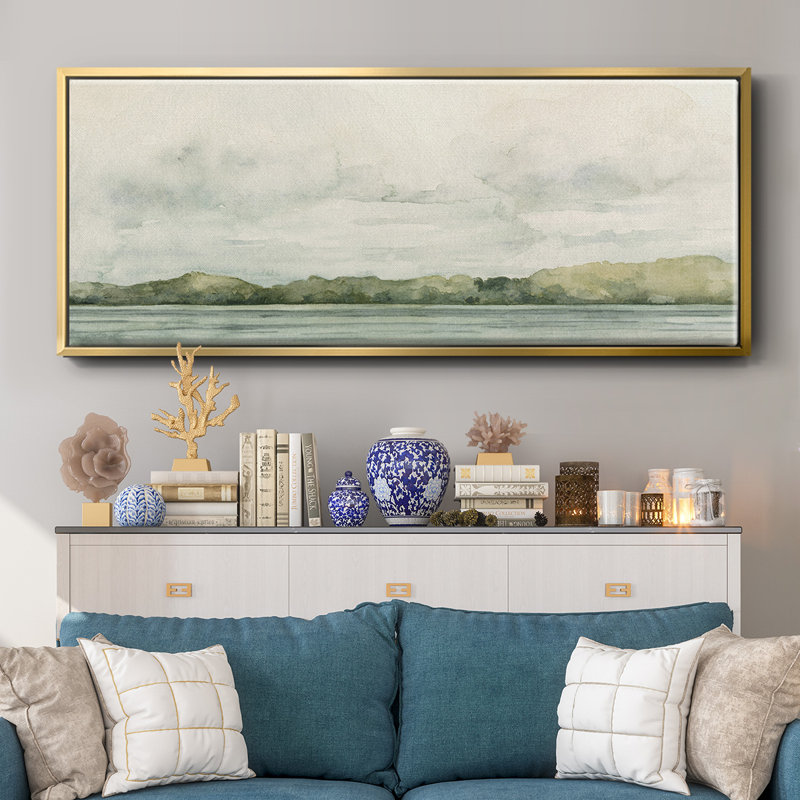 Riverside Views I- Framed Canvas, 8" H x 20" W