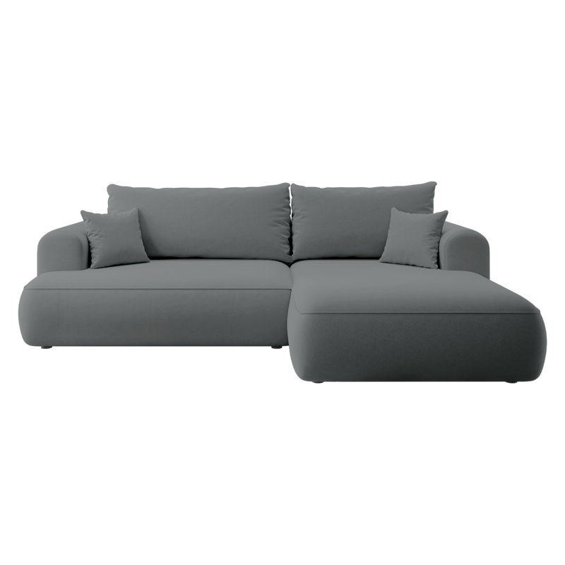 Alija 3 Seater Velvet Sofa & Chaise, Right Hand Facing, Dark Grey