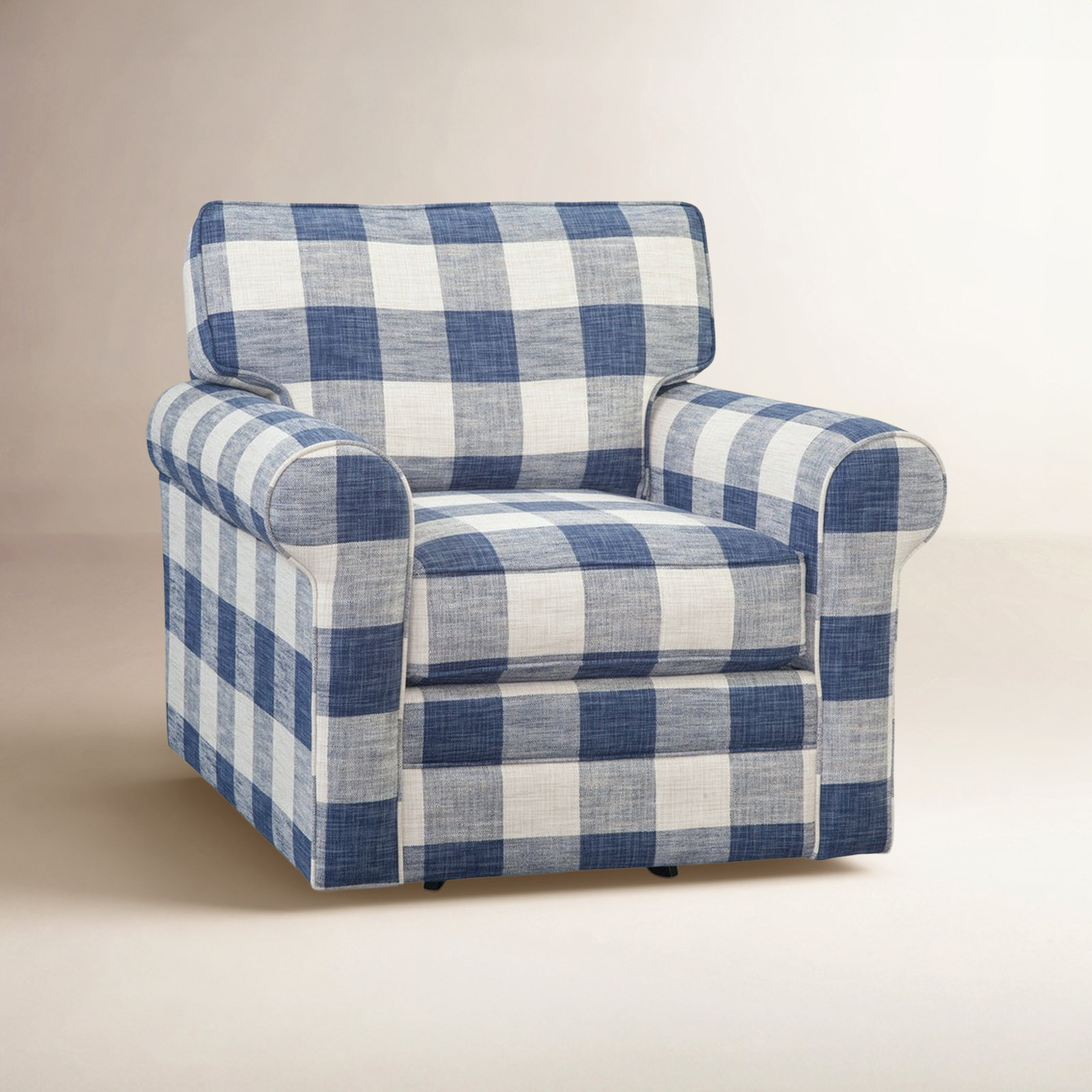 Bedford Upholstered Armchair, Neutral Performance Plaid; 0121-93