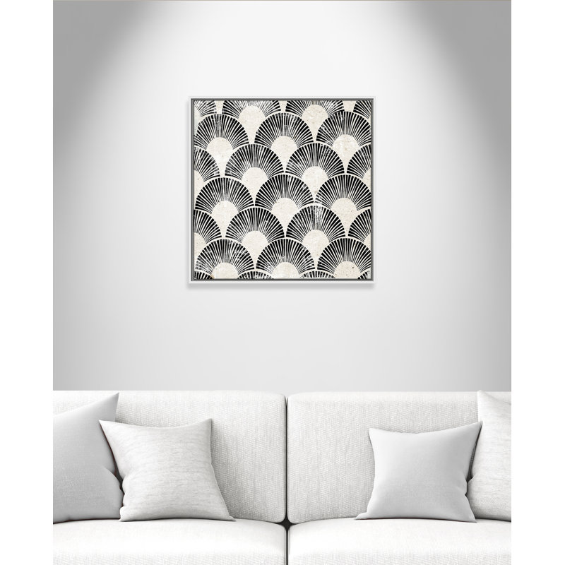 «White Art Deco III» par Aimee Wilson, 25.5'' W x 25.5'' H, Framed Canvas, White Floater