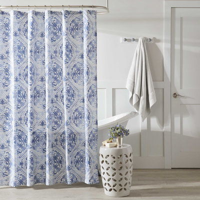 Rideau de douche simple 100% coton floral Justa