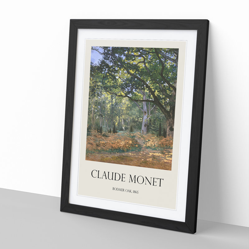 The Bodmer Oak Tree by Claude Monet - Picture Frame Painting, Black Framed, 36cm H x 27cm W x 2cm D