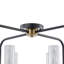 Plafonnier semi-encastré moderne géométrique 20 po, plafonnier industriel 4 lumières noir et or antique avec abat-jour en verre transparent soufflé à la main, cadre carré en métal pour le vestibule de la salle à manger