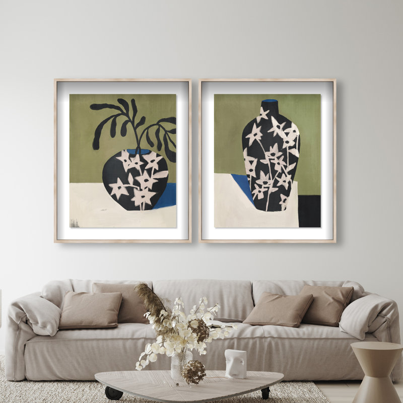 Noir Vase Set Set by Oliver Gal, 63"H x 51"W, Natural Oak Shadowbox