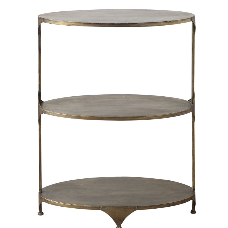 Neubauer Iron Top End Table, Antique Gold