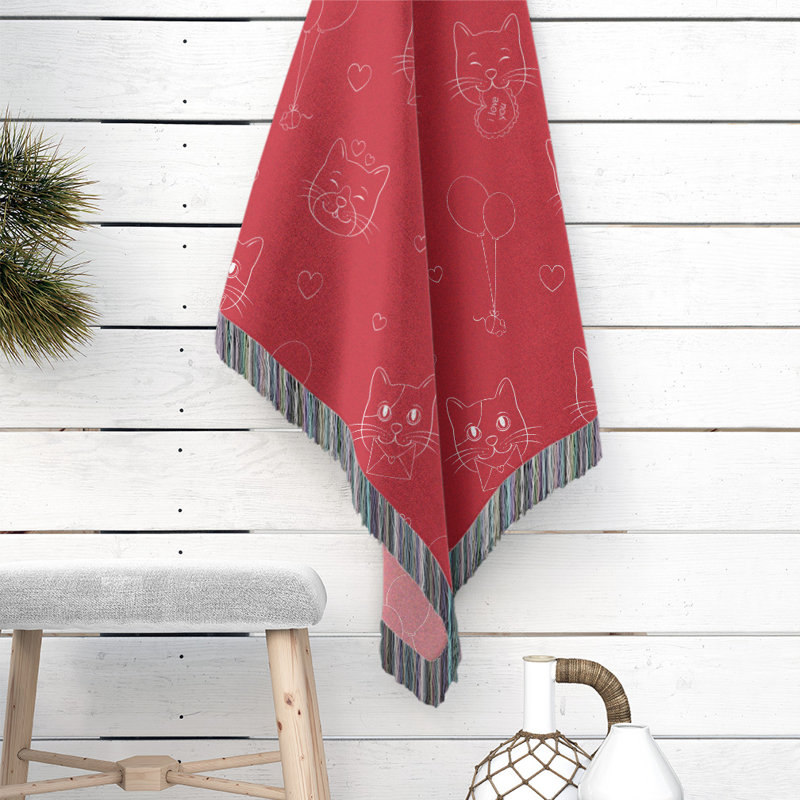 Hand Woven Throw Blanket, 80" W x 60" L, Red