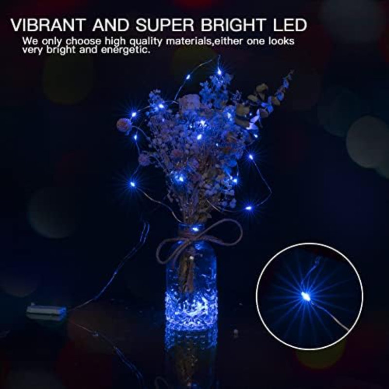 12 Pack Led Fairy Lights Battery Operated String Lights Waterproof Silver Wire 7 Feet 20 Led Firefly Starry Moon Lights For DIY Wedding Party Bedroom Patio Christmas (12 Pack, Blue)
