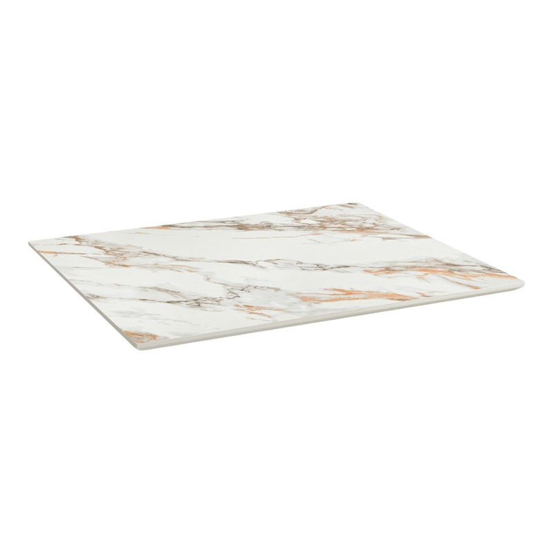 24" x 24"Marble White Sintered Stone Table Top with Dark Grey to Black Veining, 7/8"  ,33 lbs, 0.875" H x 24" L x 24" W