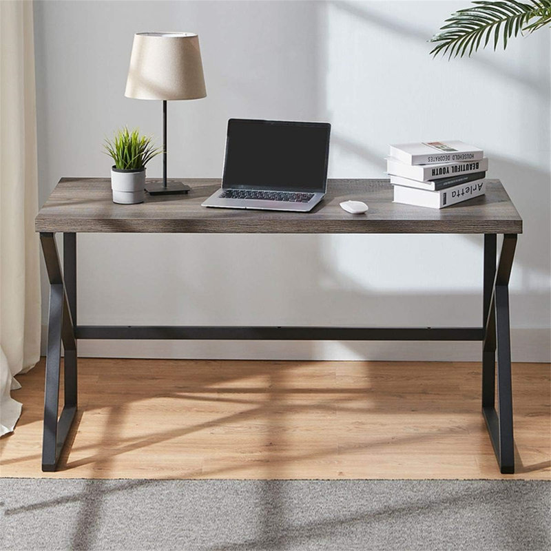 Bureau d'ordinateur Luba, Noir, Gris foncé, H 29,72 po x l 59,84 po x P 23,62 po