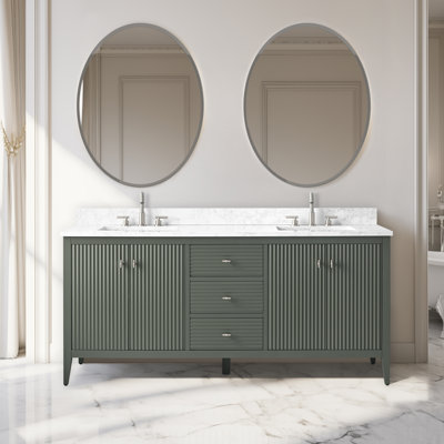 Meuble-lavabo double 72 po avec plateau en marbre
