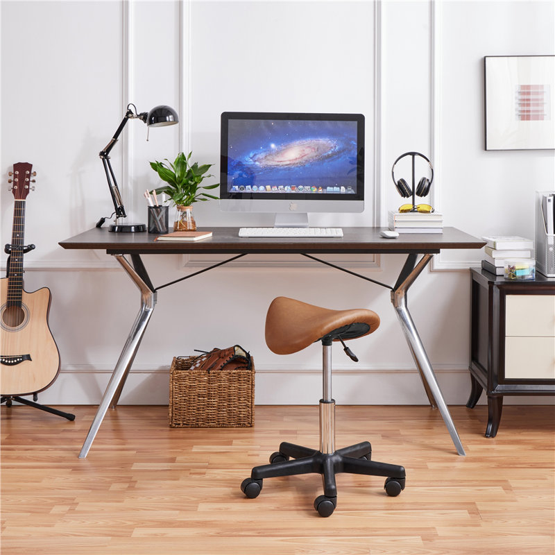 Krail Adjustable Height Ergonomic Lab Stool with Wheels, Brown