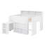 Lit mezzanine avec plusieurs tablettes de rangement, bureau intégré et éclairage DEL-961004377