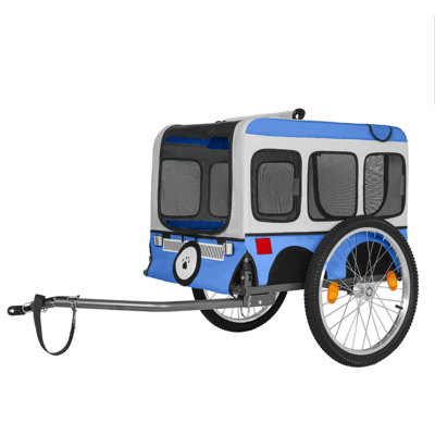 Large Folding Bike Trailer For Dogs - 20×2 1/8 Inches Wheels, Heavy-Duty Steel Frame, Spacious Design, All-Terrain Cycling, Jogging & Camping Adventure, Blue