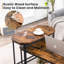 Table de bout étroite avec grain de bois rustique et structure en acier stable
