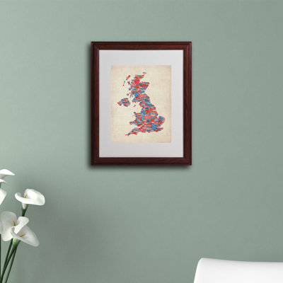 « uk villes texte map map » par michael thompsett, art textuel encadré