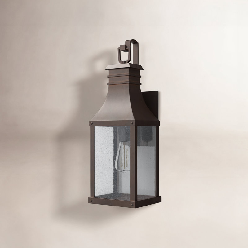 Lanterne murale d'extérieur en verre bullé H 18 po Beacon Hill, Blackened Copper