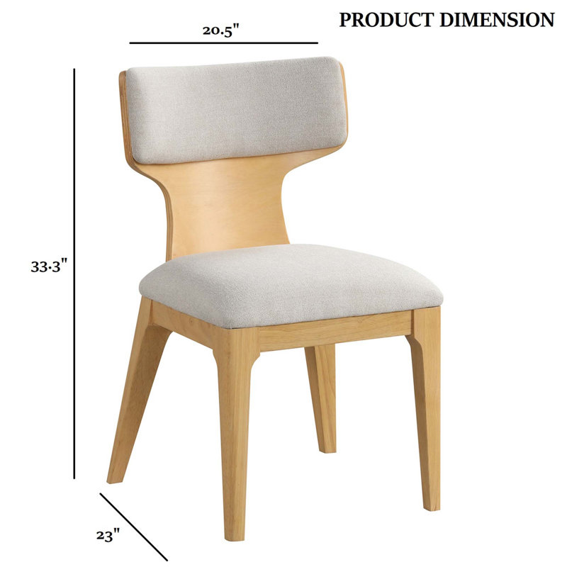 Ensemble de 2 chaises de salle à manger à dossier incurvé Contemporary, Naturel
