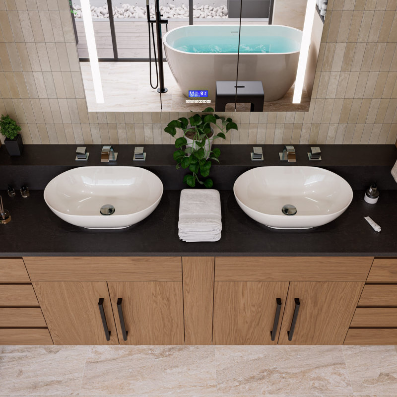 EAGO 14.75'' White Oval Bathroom Sink