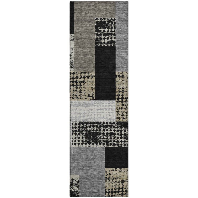 Premium Machine Washable Prisco Black Rug