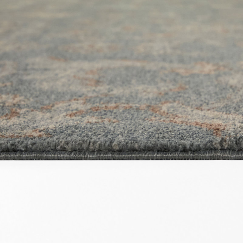 Tapis Charlie bleu/beige à médaillon traditionnel, Bleu / Beige, 5 pi 3 po x 7 pi
