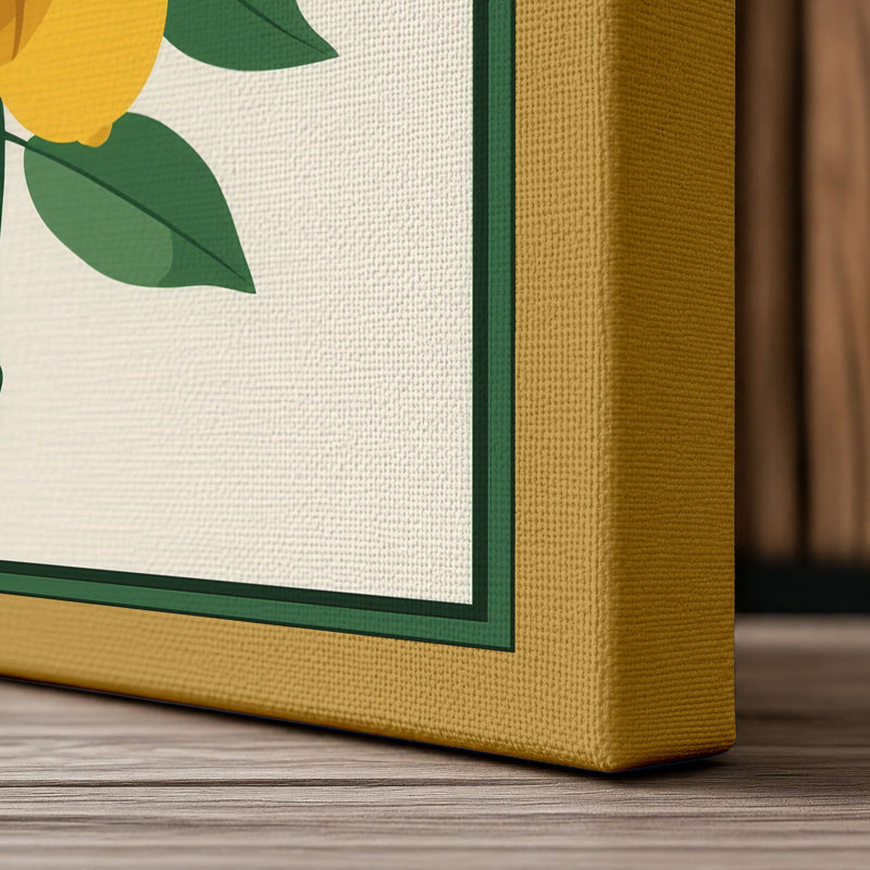Lemon Study Botanical - Wrapped Canvas, 18x12 - 45.7 x 30.5 cm, Ochre Border
