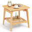  Table d'appoint 1 pièce en bambou avec tablette de rangement en faux rotin et table de bout Boho