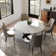 Modern Round Dining Table Sets for 4-6 White Glossy Dining Table with 4-6 Dining Chairs Pre-Assembly