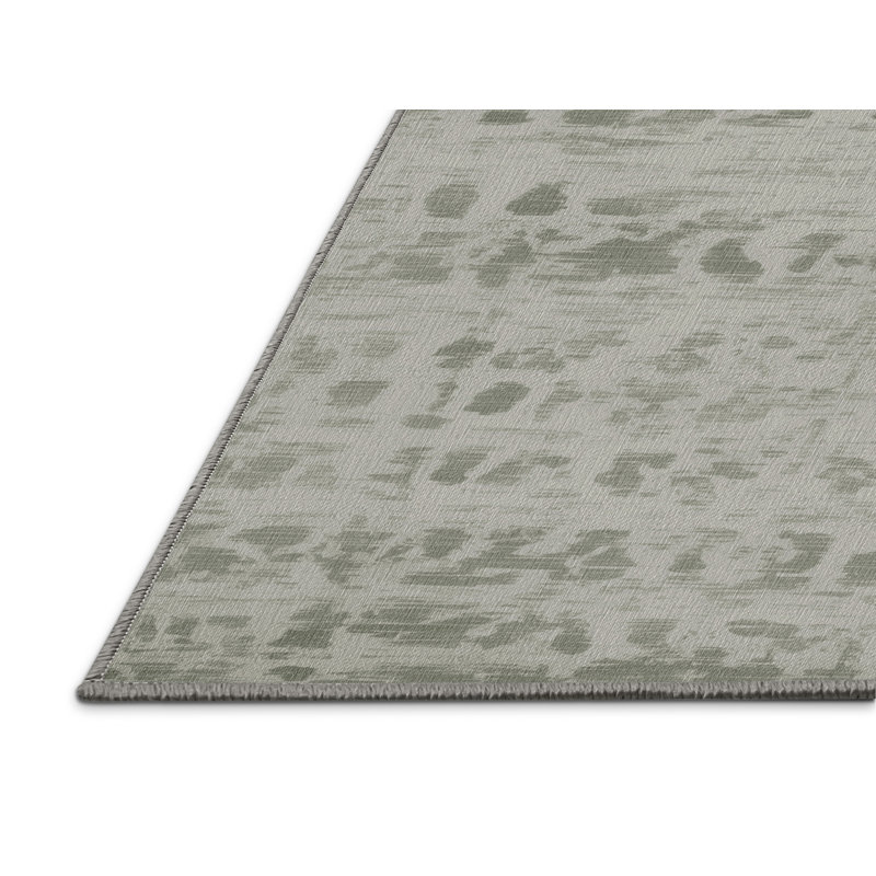 Machine Washable Abstract Gray Area Rug, Round 3'