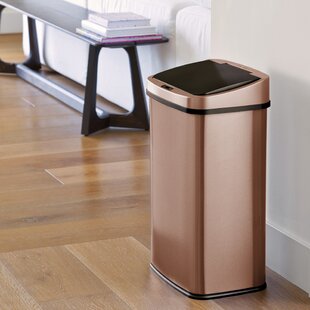 Stainless Steel 13-Gallon Kitchen Trash Can with Step Lid in Copper Bronze  - Q&C Home