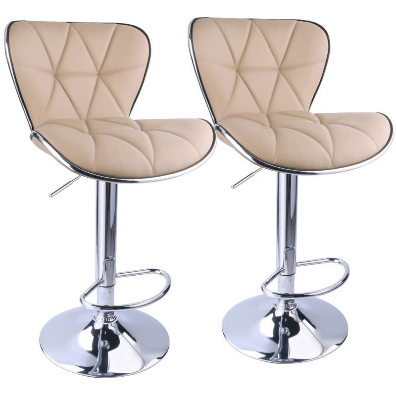 Anjolee 32.5'' Swivel Adjustable Height Counter Stool with Metal Frame, Khaki
