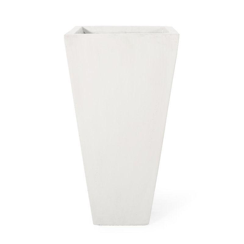 13" Small Cast Stone Planter, Matte White - Stylish For Outdoor Decoration Modern Planter Transform Your Patio Into A Gorgeous Spot