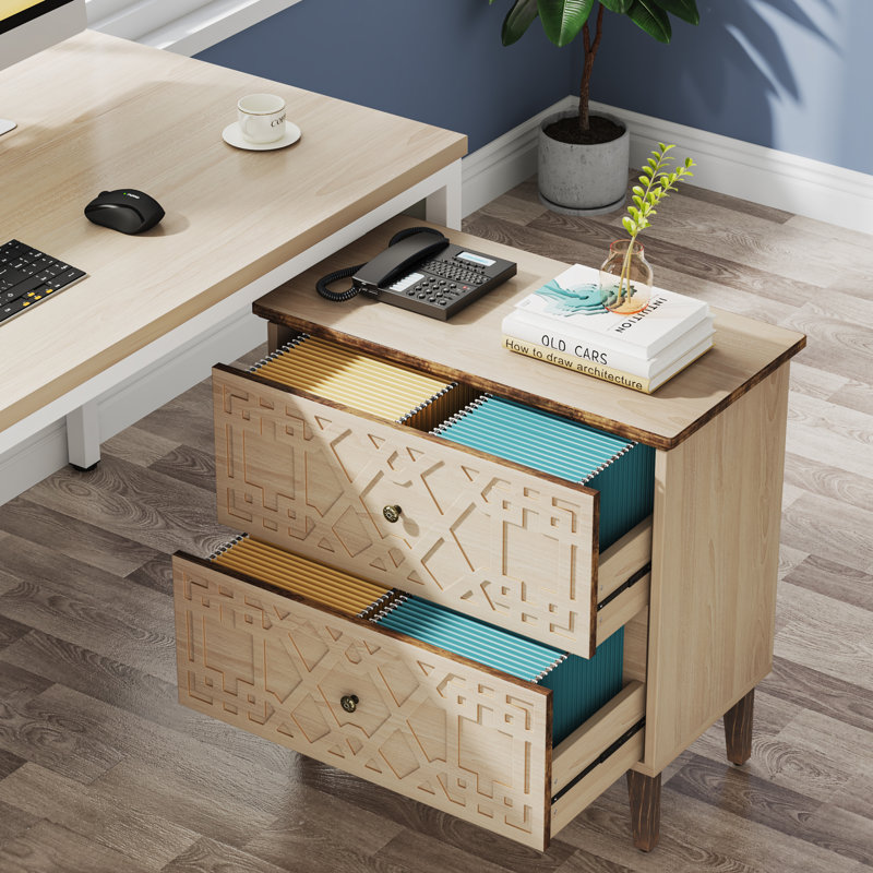 Mahzun 33.07'' Wide 2 -Drawer File Cabinet, Beige