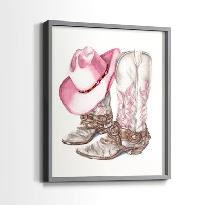 Her Cowboy Boots Framed Print - Solid Wood