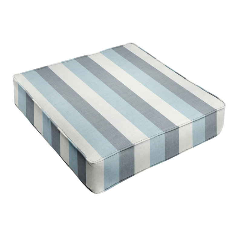 Coussin de siège d'extérieur Sunbrella, 25 po x 23 po, Sunbrella® à rayures bleues