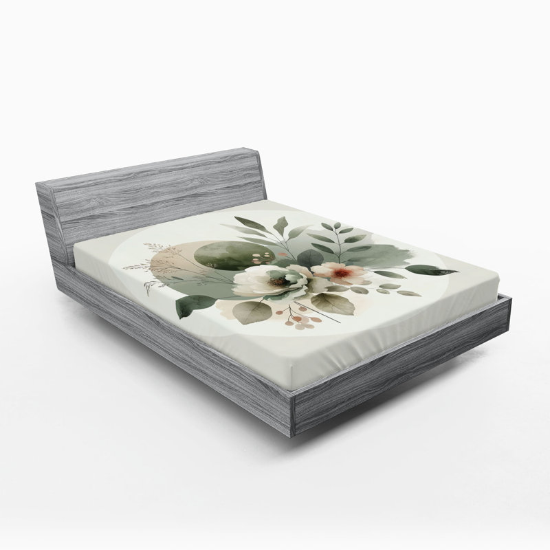 Microfiber Floral Fitted Sheet, Full