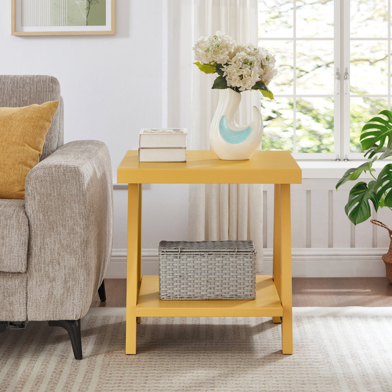Angeleca End Table with Storage Shelf, Yellow, 23" H x 22" W x 23.5" D