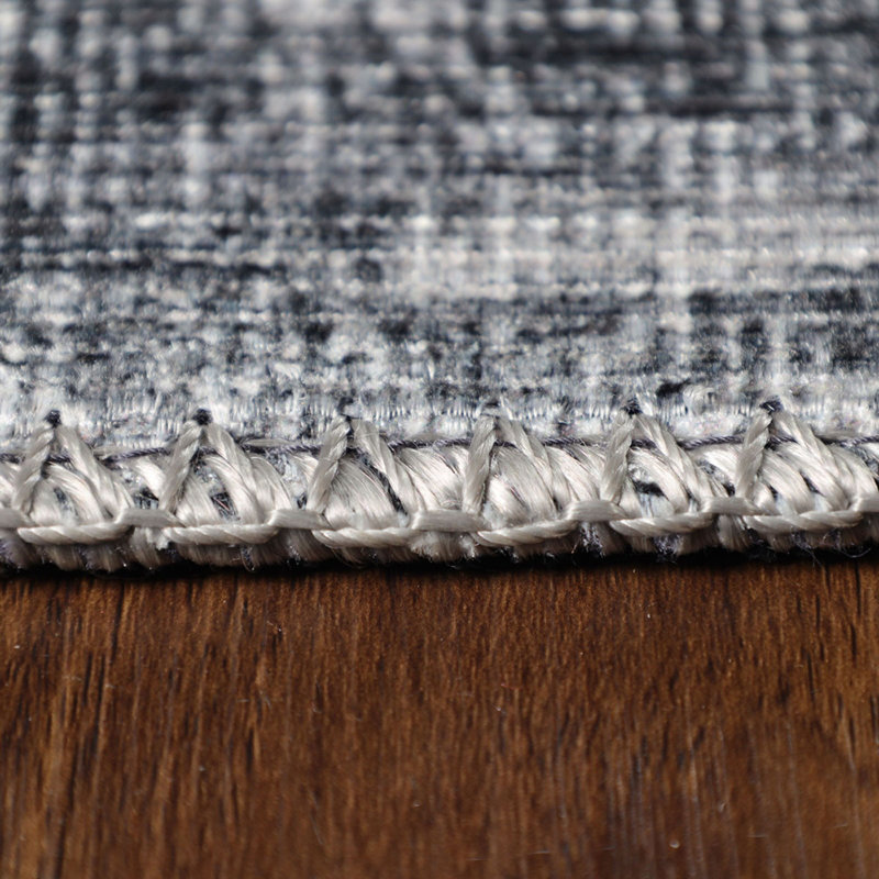 Tapis oriental gris anthracite tissé à la machine 4 pi x 6 pi