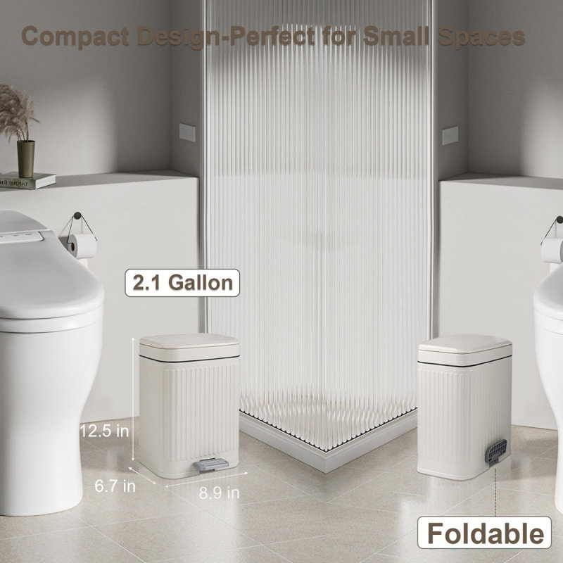 Petite poubelle de salle de bain avec couvercle 2,1 gallons