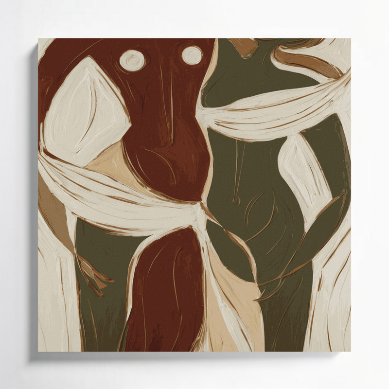 Abstrait art figuratif beige sur toile 53, H 32 po x l 32 po