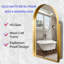 Miroir mural de salle de bain arqué en métal avec rangement et tablettes réglables-1378745512