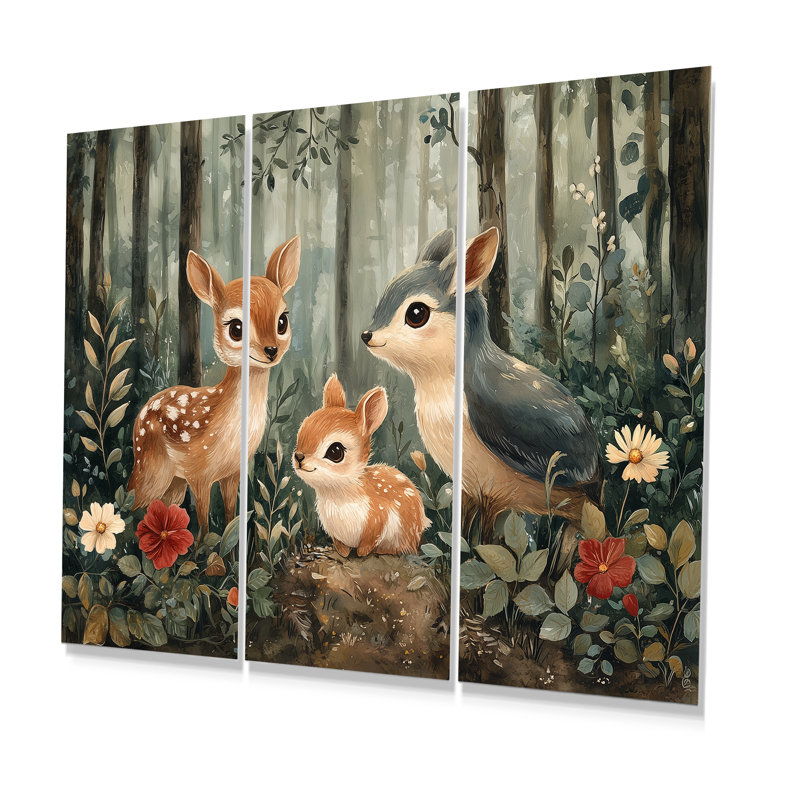 Nursery Brown Fantasy Forest - ensemble de reproduction d'art mural pour chambre de bébé, Métal métal